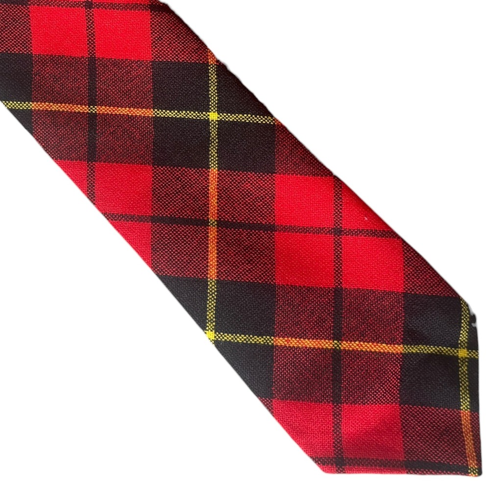 Wallace Clan Tartan Tie Made Scotland 100% New Wool‎ Red Plaid Scottish Heritage